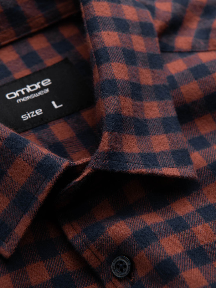 Men's checkered flannel shirt - navy blue and black V6 OM-SHCS-0150