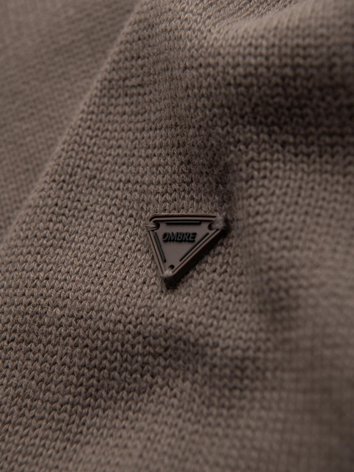 Golfový pánsky pletený sveter - sivohnedý V1 OM-SWTN-0163