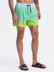 Pantaloni scurți de baie cu efect ombre pentru bărbați - turcoaz deschis V19 OM-SRBS-0125