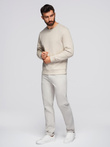Men's BASIC sweatshirt with round neckline - light beige V1 OM-SSBN-0175