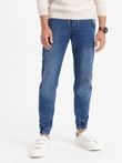 Pantaloni jogger din denim pentru bărbați - albastru deschis OM-PADJ-0106