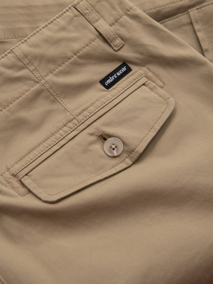 One color men's shorts with cargo pockets - sand V1 OM-SRCG-0133