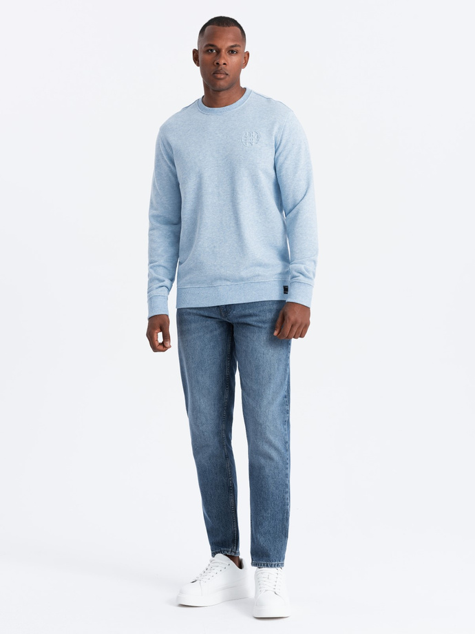 Men's mélange sweatshirt with embroidered logo - blue V3 OM-SSNZ-0163