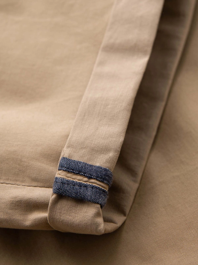 Pánske klasické chino šortky s ohrnutou nohavicou - béžové V11 OM-SRCS-0197