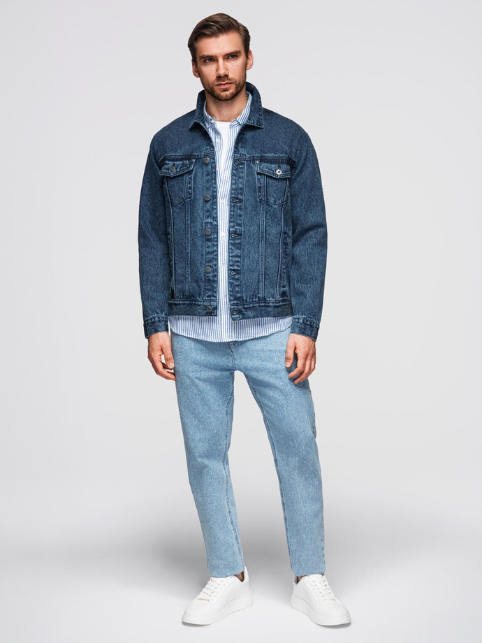 Men's denim katana jacket with washem - blue V4 OM-JADJ-0219