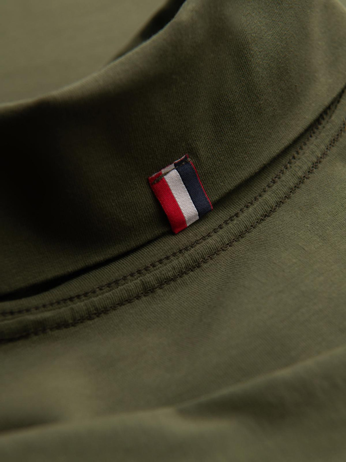 Men's plain turtleneck longsleeve - dark olive green V4 OM-LSCL-0130
