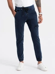 Pánské kalhoty JOGGERS s nákladní kapsou - tmavě modré V3 OM-PADJ-0112