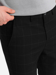 Men's pants with a classic cut in a delicate check - black V5 OM-PACP-0187