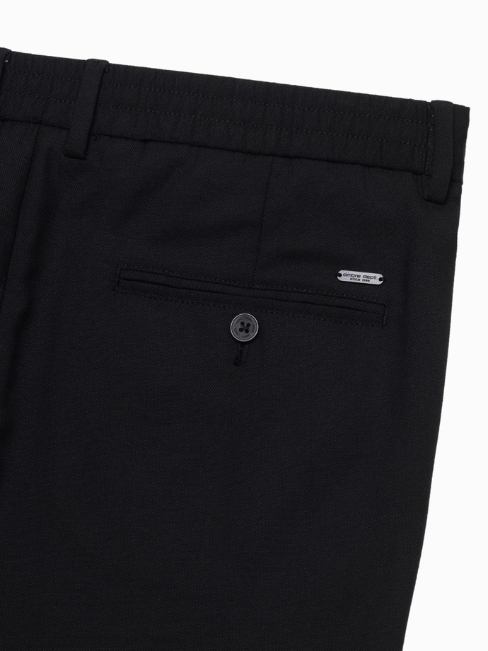 Pantaloni chino REGULAR FIT pentru bărbați cu talie elastică - negru V4 OM-PACP-0157