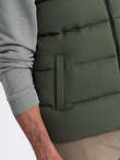 Men's quilted sleeveless jacket in contrasting colors - olive V4 OM-JAVJ-0161