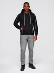 Men's sweatshirt with contrast stitching and hood - black V1 OM-SSNZ-0250