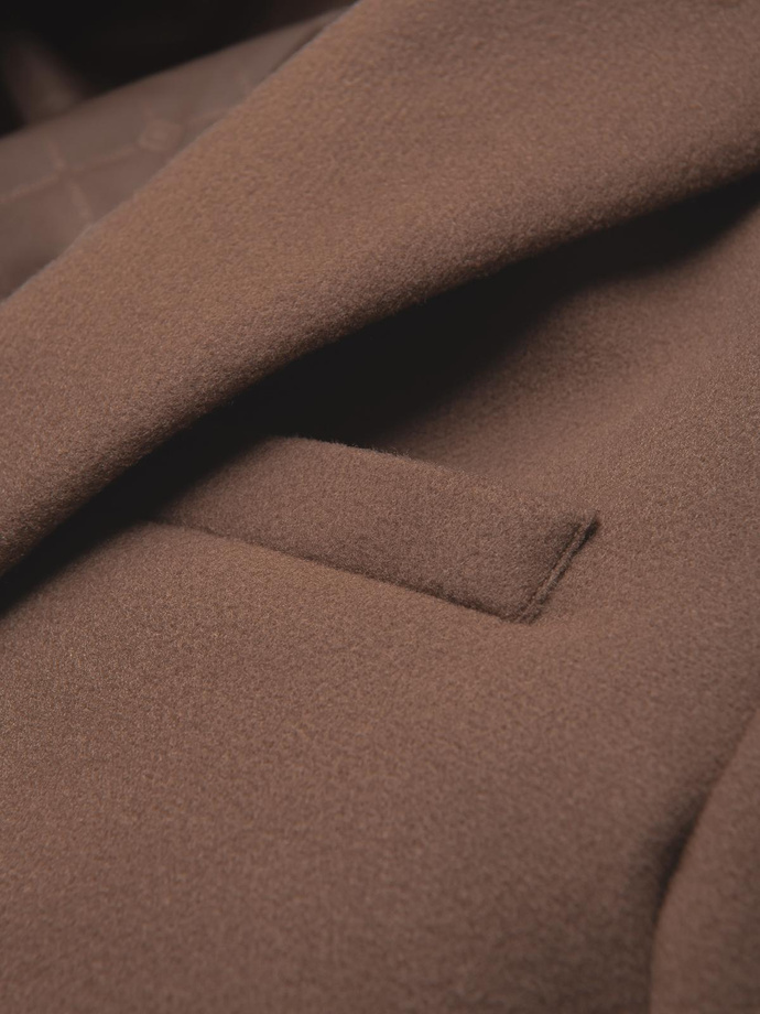 Pánské sako s ozdobnými knoflíky na manžetách - světle hnědé V2 OM-BLZB-0118