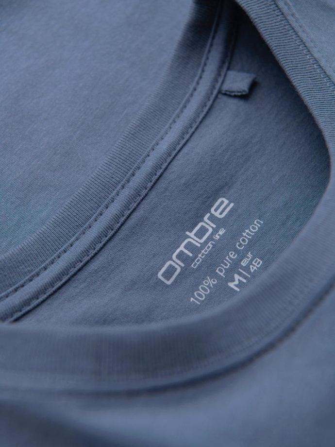 BASIC vyriški klasikiniai medvilniniai marškinėliai - mėlyni džinsiniai V7 OM-TSBS-0236