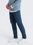Pantaloni cargo STRAIGHT LEG pentru bărbați cu broșă triunghiulară pentru buzunare - albastru închis V4 OM-PACG-0196