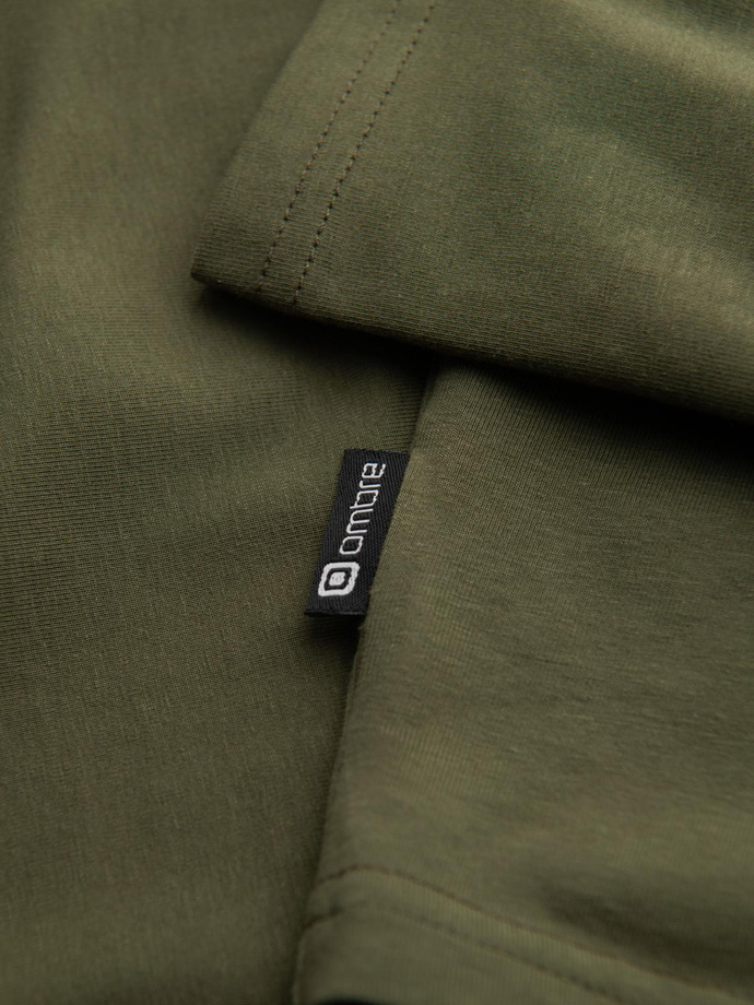 Men's plain turtleneck longsleeve - dark olive green V4 OM-LSCL-0130