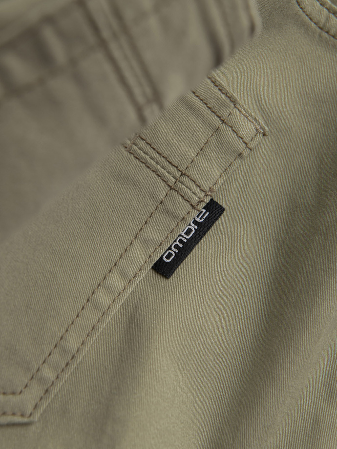 Pánske nohavice JOGGERY s cargo vreckami na zips - khaki V1 OM-PAJO-0123