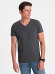 BASIC men's classic cotton T-shirt with a crew neckline - graphite V3 OM-TSBS-0145