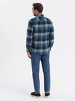 Men's plaid flannel shirt - blue V4 OM-SHCS-0150