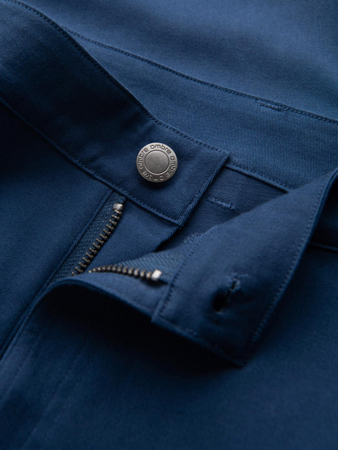 Pánské kalhoty STRAIGHT LEG cargo s kapsami na zip - tmavě modré V1 OM-PACG-0204