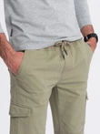 Pantaloni JOGGERY pentru bărbați JOGGERY cu buzunare cargo cu fermoar - kaki V1 OM-PAJO-0123