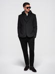 Men's jacket with high collar and hood - black V2 OM-BLZB-0133