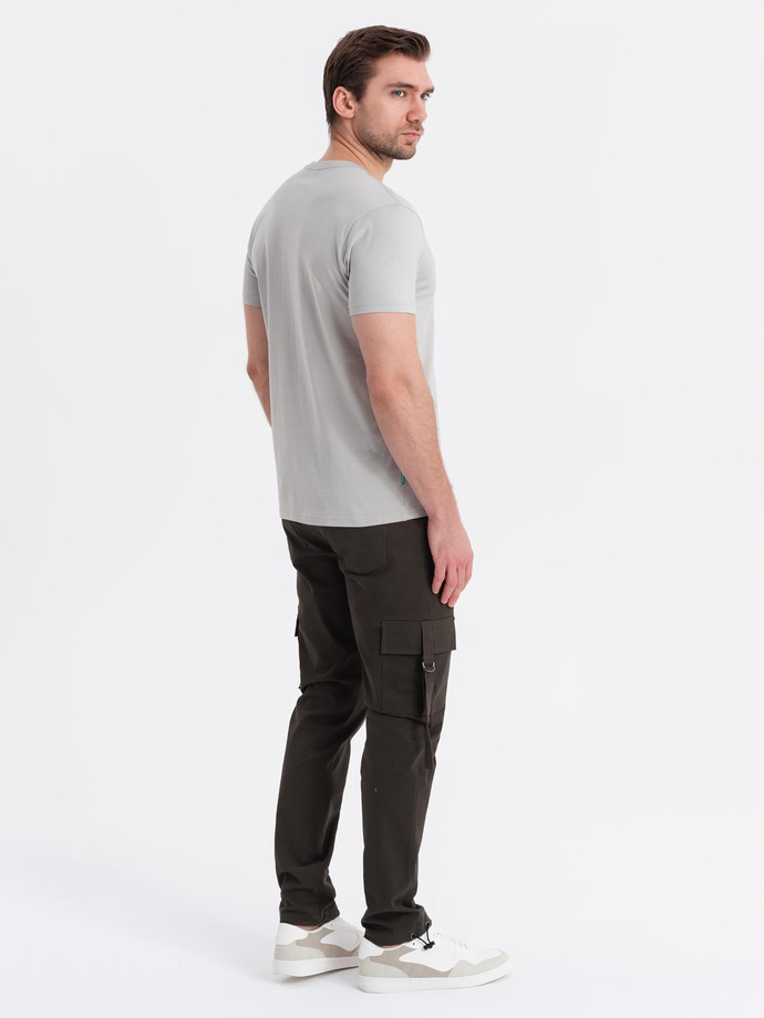 Tricou bărbătesc din bumbac cu contrast - gri deschis V2 OM-TSCT-0151