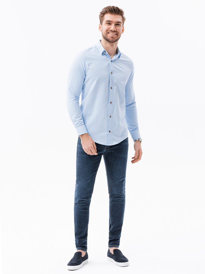 Men's shirt with long sleeves - light blue K616