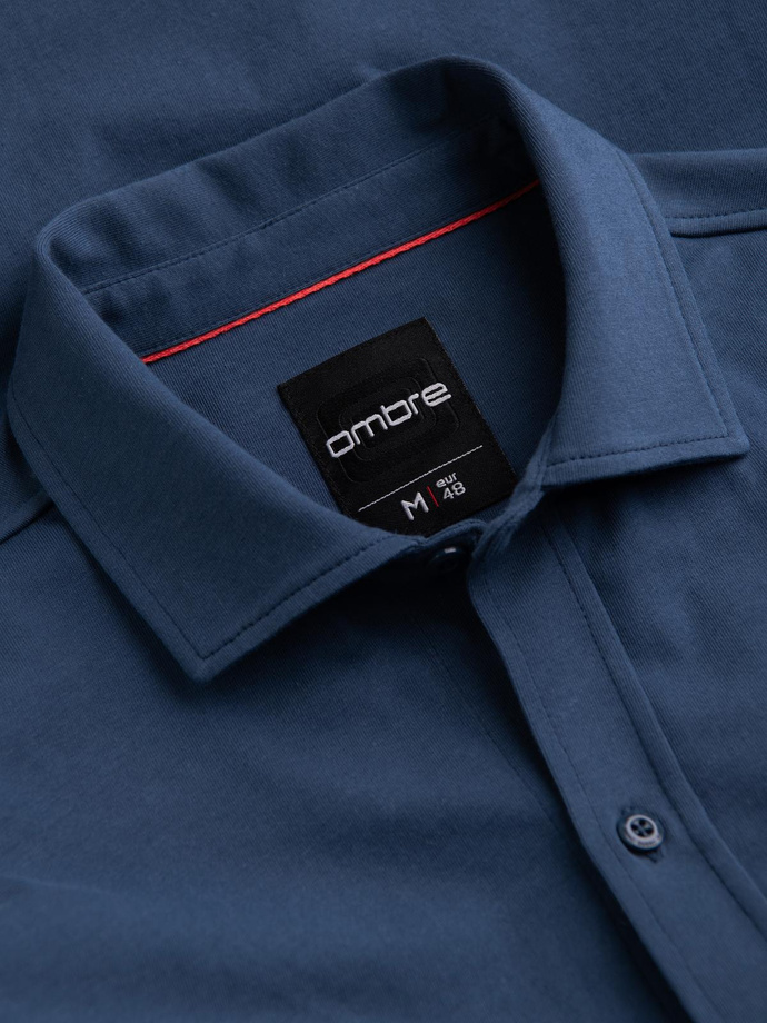 Vyriški medvilniniai REGULAR trikotažiniai marškiniai - mėlyni V1 OM-SHCS-0138