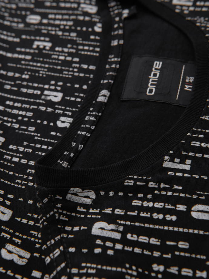 Medvilniniai marškinėliai su apvalia iškirpte - juodi V2 OM-TSFP-0225