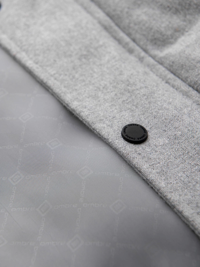 Men's lightweight jacket with mesh lining and hood - grey V3 OM-JAHP-0203