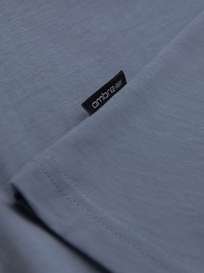 Tricou clasic din bumbac pentru bărbați BASIC - albastru închis V18 OM-TSBS-0146