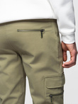 Pantaloni cargo STRAIGHT LEG pentru bărbați cu buzunare cu fermoar - olive V2 OM-PACG-0204