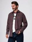 Men's checkered flannel shirt - navy blue and black V6 OM-SHCS-0150