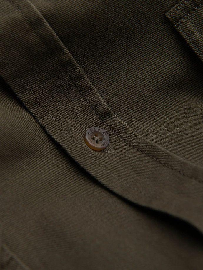 Cămașă bărbătească REGULAR FIT din bumbac cu buzunare cu nasturi - olive V4 OM-SHCS-0146