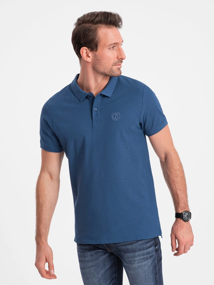 Men's pique knit polo shirt - dark blue V13 S1374