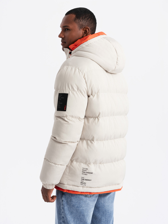 Pánska športová teplá bunda s dvojitou kapucňou - popol V1 OM-JAHP-0208