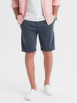 Men's short shorts with structured knit elastic band - navy blue V1 OM-SRCS-0177