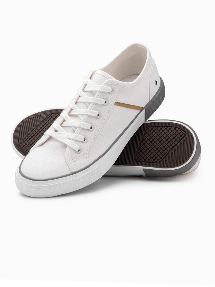 Classic men's sneakers with rivets - white V3 OM-FOTL-0147