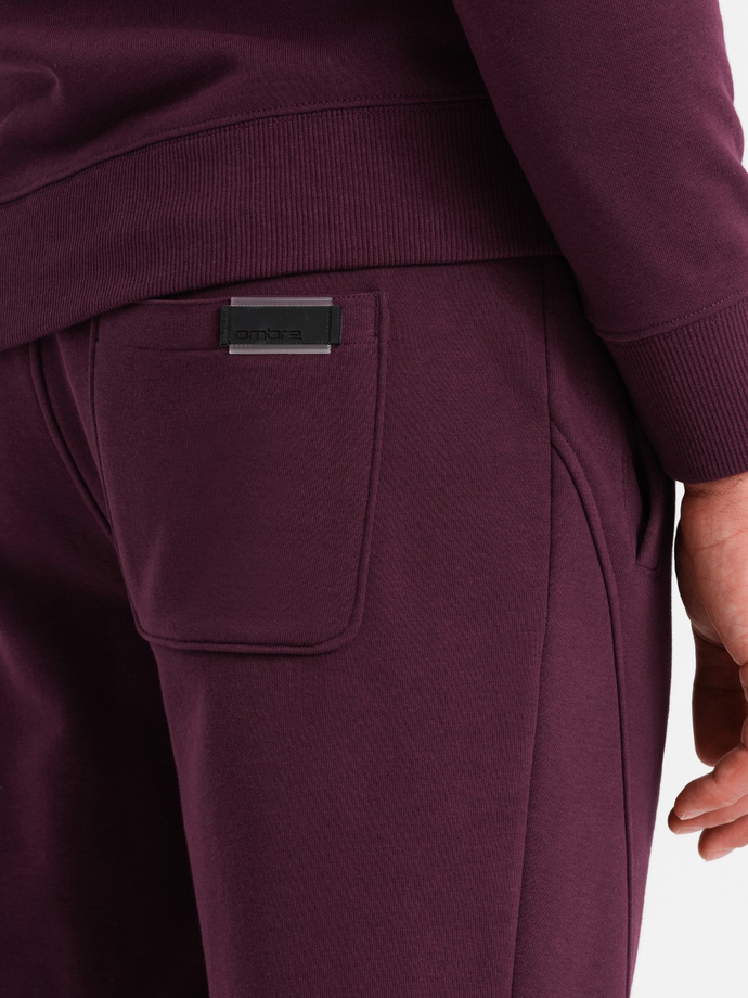 BASIC men's cotton sweatshirt set BASIC sweatshirt + joggers - maroon V3 Z84