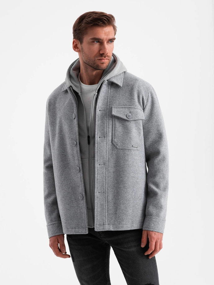 Men's lightweight fleece jacket with viscose - gray V2 OM-JANP-0199