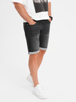 Men's denim shorts with rolled up leg - black V3 OM-SRDS-0164