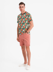 Men's denim classic shorts with rolled up leg - coral V6 OM-SRDS-0162