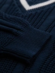 Knitted monochrome men's viscose cardigan - navy blue V1 OM-SWCD-0126