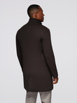 Structured fitted coat for men with high collar - dark brown V5 OM-COWC-0136