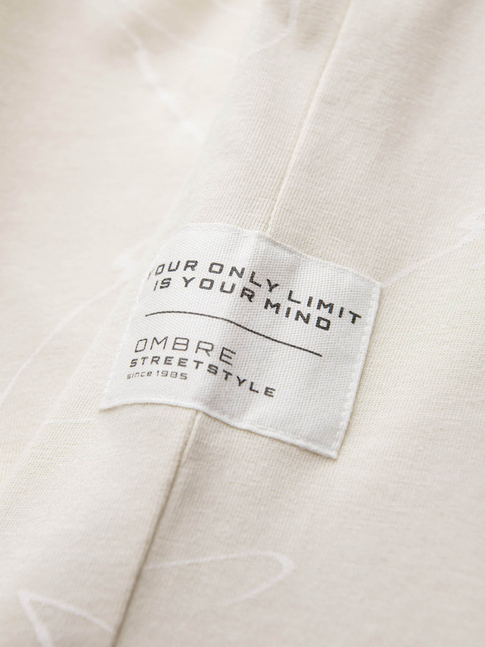 Men's cotton t-shirt with patterns - cream V7 OM-TSFP-0184