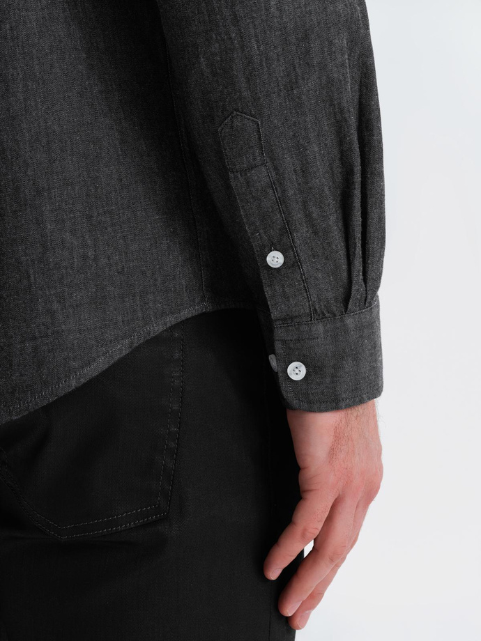 Cămașă bărbătească din bumbac cu model SLIM FIT - albastru marin V6 OM-SHCS-0151