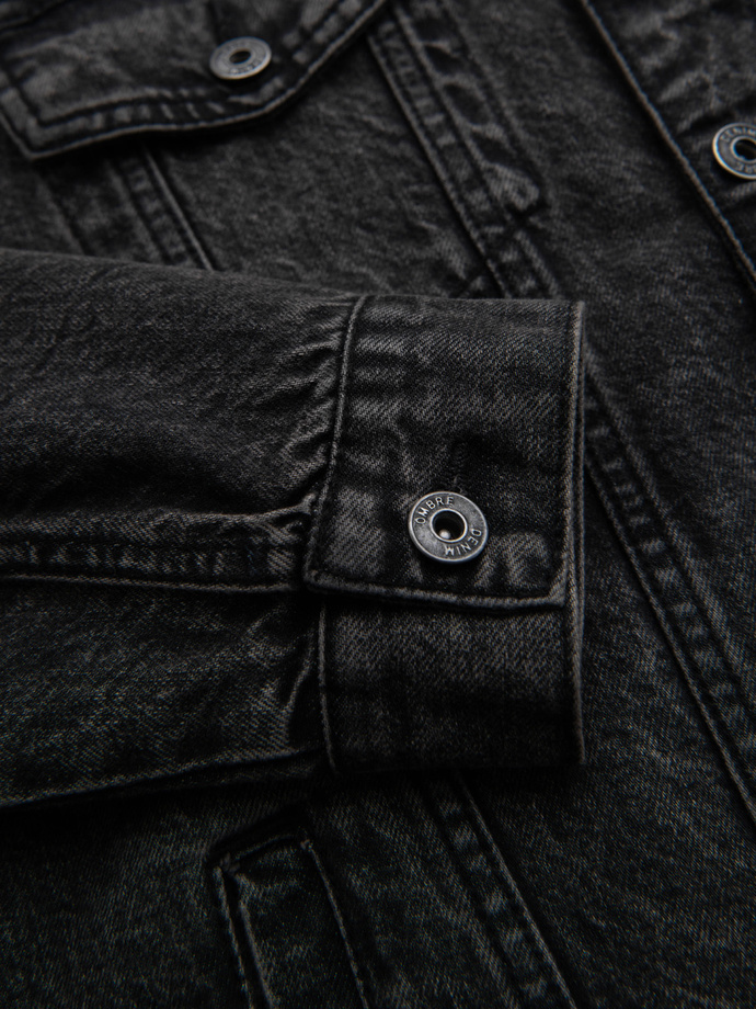 Jachetă denim pentru bărbați katana cu washem - negru V3 OM-JADJ-0219