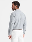 Cămașă bărbătească REGULAR FIT cu buzunar - gri deschis melange V2 OM-SHCS-0148