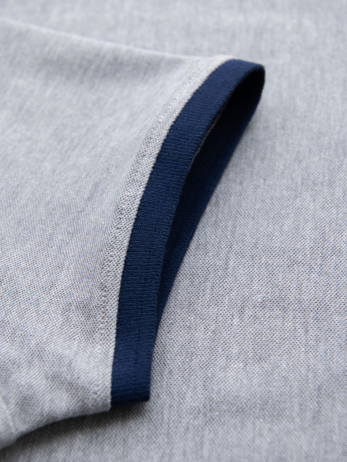 Vyriški polo marškinėliai su spalvotais akcentais - pilkas melanžas V1 OM-POSS-0105