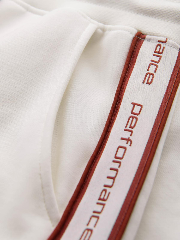 Men's sport jogger pants with stripes - cream V2 OM-PASK-0284